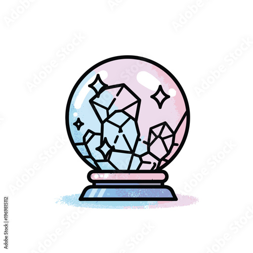 Crystal Ball with Magic Sparkles Illustration.