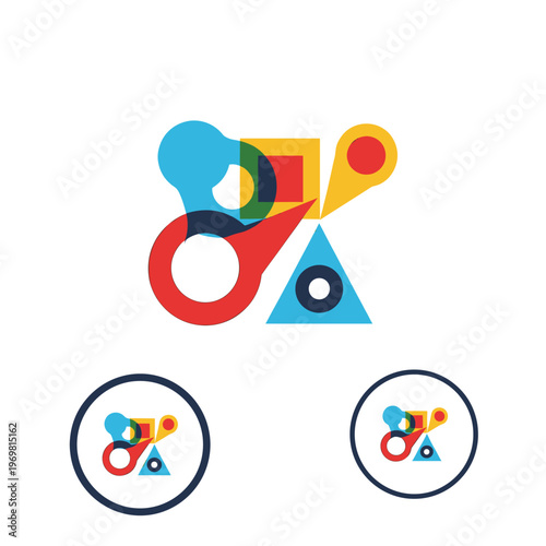 A stylized illustration of interconnected shapes in a modern, minimalist style, conveying unity and connection.