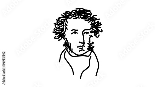 Portrait of Alexander Pushkin, black isolated silhouette
