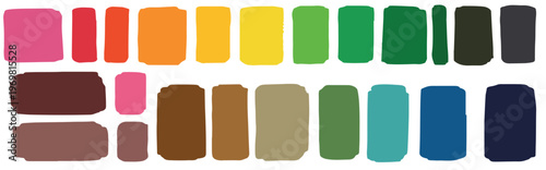 Colorful rectangular and square swatches a vibrant color palette display