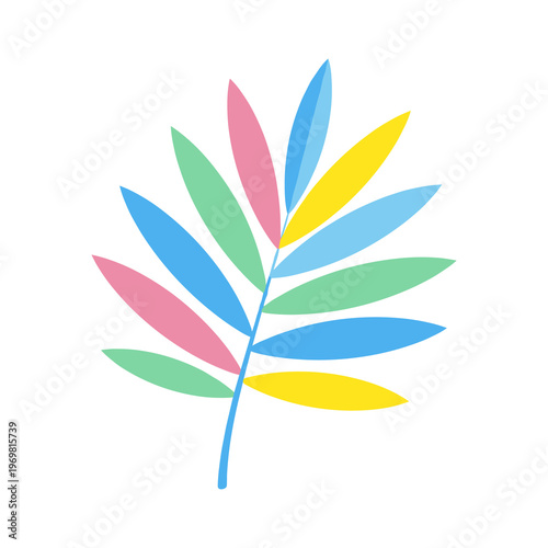 Colorful branch with flat leaves png illustration