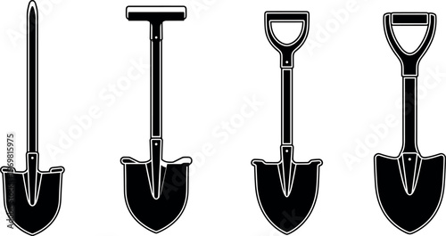 Shovels vector illustration showcasing tools, gardening, construction, digging, equipment, handles, design