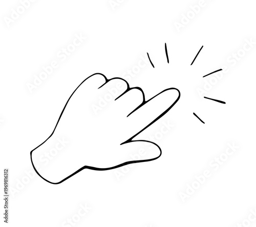Hand Drawn Hand Click Gesture Doodle Icon Touch Screen Tap Interaction Illustration