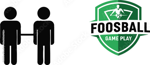 Foosball Game Vector Set Featuring Two Player Icons and Foosball Game Logo for Sports, Recreation, and Gaming Designs