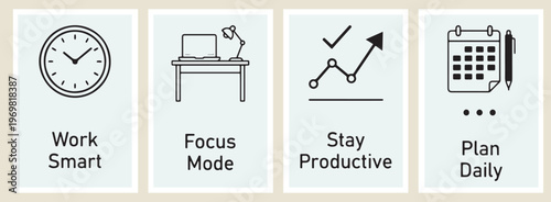 Focus mode workspace, stay productive icons, home office illustration, work life balance, efficiency tools vector, study motivation graphic, professional focus art

Tags: focus, mode, productivity, of