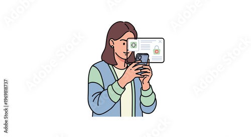 Young woman using smartphone to interact with digital content  