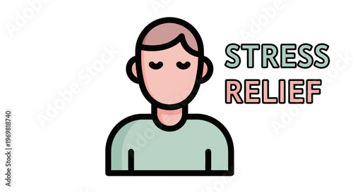 Man relaxing with eyes closed for stress relief illustration  