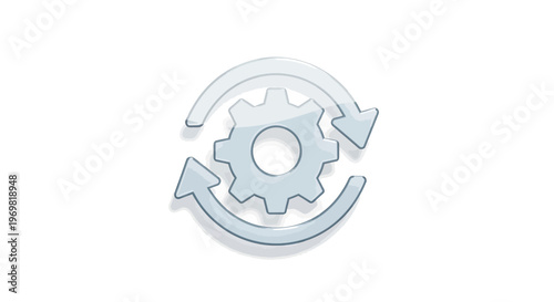 Gear rotation concept. Process automation, system update icon