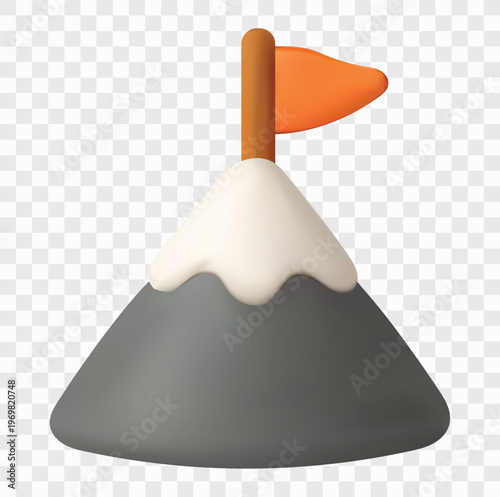 Bicycle Racing and Cycling Competition Vector Icon Set | 3D icon set | mountain peak with a flag
