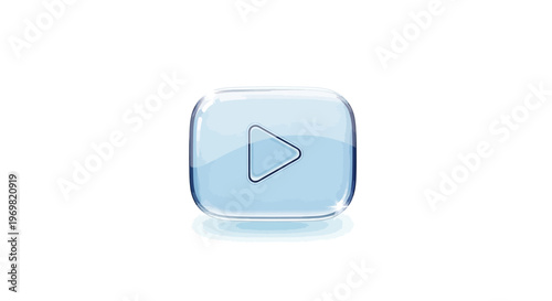 Play button icon. Blue glass style. Multimedia concept.