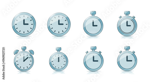 Time management concept. Clock and stopwatch icons set.