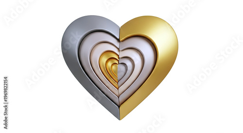 Layered Heart Shape with Silver and Gold