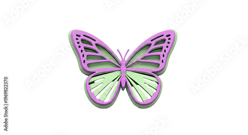 Layered Butterfly Art with Purple and Green Colors