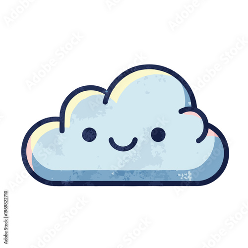 Cute Cartoon Smiling Cloud Icon Illustration.