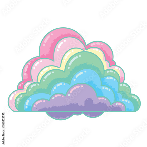 Colorful cartoon cloud illustration design element.