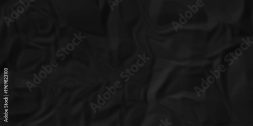 Crumple crushed black paper obsolete rumple craft design. wrinkle ripped cardboard crumple aged closeup recycled document grunge paper background.