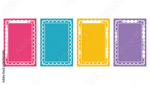 Four vertical colored ribbons in a row with gradient shading Vector