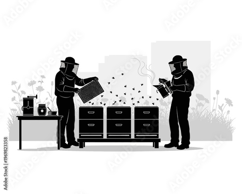 two scientists analyzing virus samples in lab vector illustration