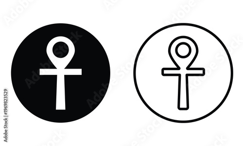 Ankh icon vector set. Egyptian cross hieroglyph and symbol ankh icon. Vector illustration.