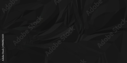 Crumple crushed black paper obsolete rumple craft design. wrinkle ripped cardboard crumple aged closeup recycled document grunge paper background.