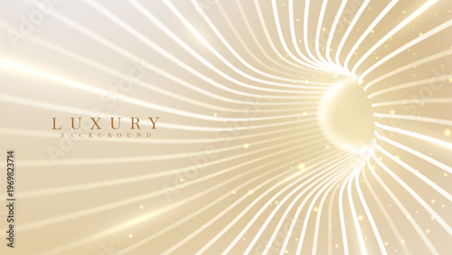 Abstract luxury gold background showing elegant light tunnel.