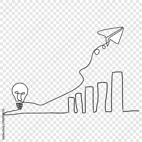 Business strategy development one line continuous line art vector.