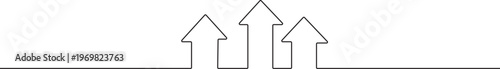 single Continuous line art drawing of upward pointing arrows, concept for growth, progress, or success,Continuous one line drawing of an arrow pointing up representing growth success