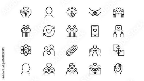 Collection of diverse icons representing various professions and activities Vector