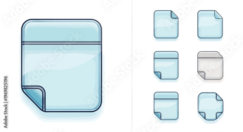 Blank sticky note icon set for message reminder