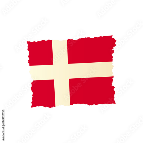 Denmark Flag with Grunge Brush Stroke Effect and Ragged Edges Vector Illustration
