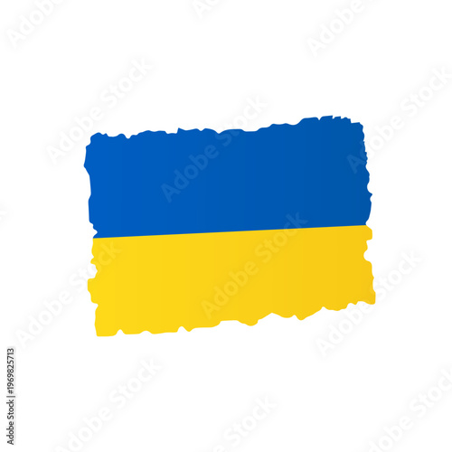Ukraine Flag with Grunge Brush Stroke Effect and Ragged Edges Vector Illustration
