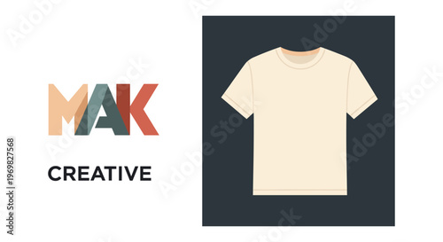 Beige t-shirt on dark background for branding with natural lighting and detailed texture for commercial background