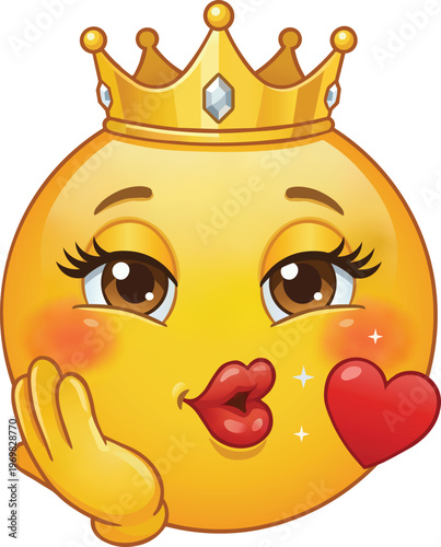 Queen Emoji Blowing a Kiss Flirty Design