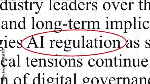 AI Regulation highlight words with documentary style text animation for news and report
