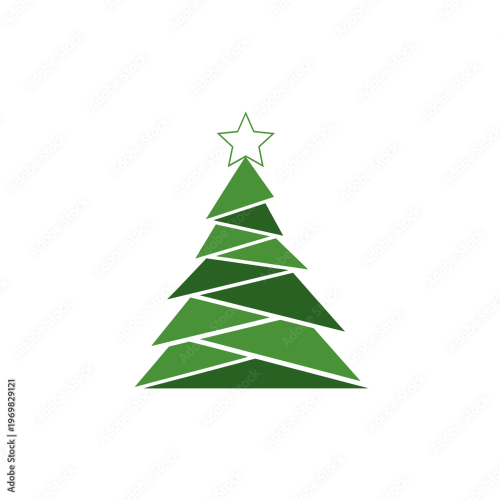 Fototapeta premium Christmas tree abstract geometric triangles, vector illustration transparent background.