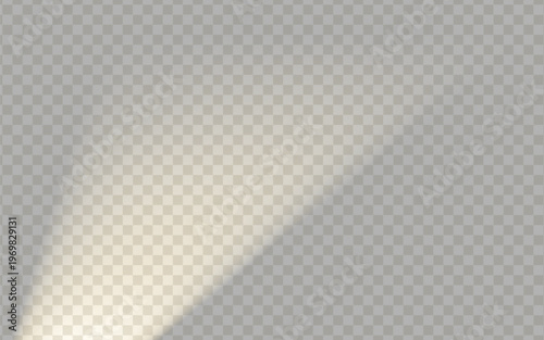 Realistic soft light and shadow from opened door isolated on transparent background. Light ghost shade effect pattern. Indoor illumination. Vector illustration