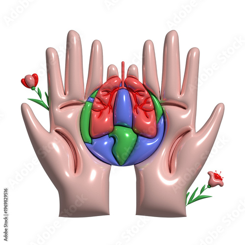 Hands gently hold the lungs as a symbol for world asthma day awareness