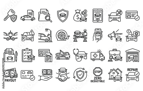 Automobile dealership and car sales icons
