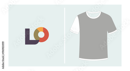 T-shirt mockup with colorful on light blue background for branding