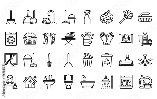  House cleaning and laundry service icons