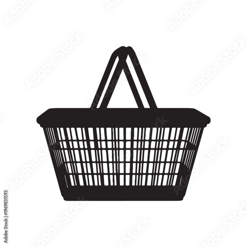 Shopping basket silhouette vector illustration on white background