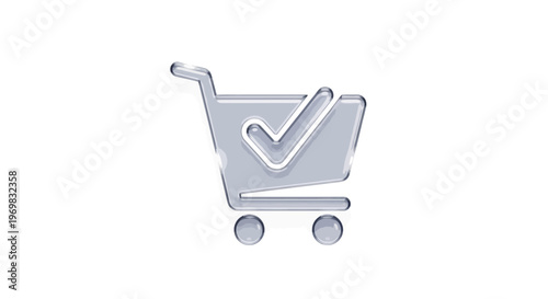 Shopping Cart with Check Mark for Online Order Success