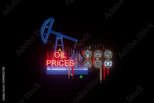 Photography Oil prices fluctuate with data displayed on a chart showing market trends for in