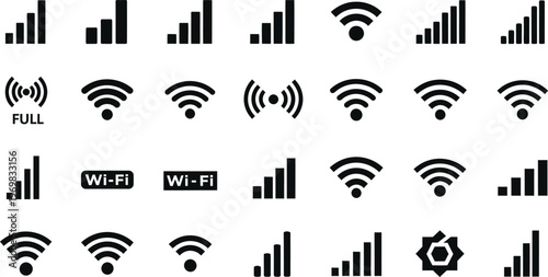 Wifi and network signal strength icons collection