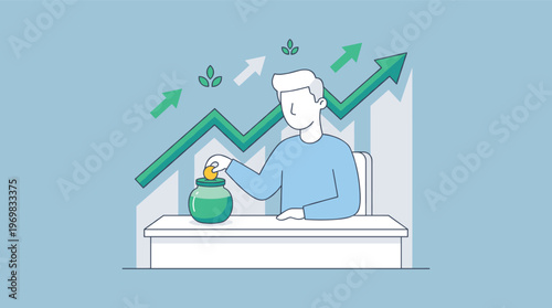 Boost your financial growth with smart money saving. An illustration of a person investing for future wealth