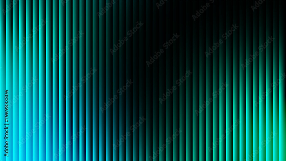 Obraz premium Modern abstract teal ribbed glass background with glowing vertical lines