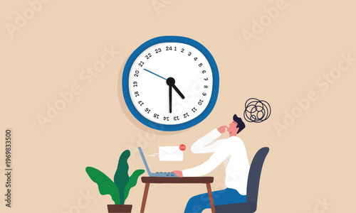 Deadline Pressure Concept, Employee Stressed by Time and Workload