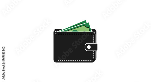 Black Leather Wallet with Cash.