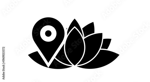 Black Lotus Flower Icon Design.