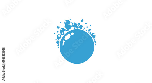 Blue Soap Bubble Splash Droplets.